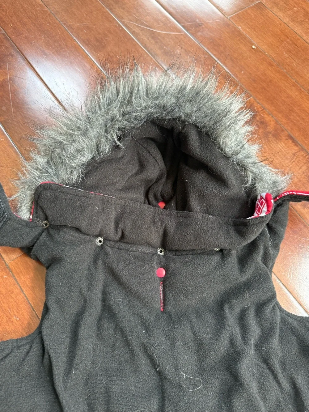 Hotel Doggy Red Polar Bear Fair Isle Hooded Dog Jacket, size Medium